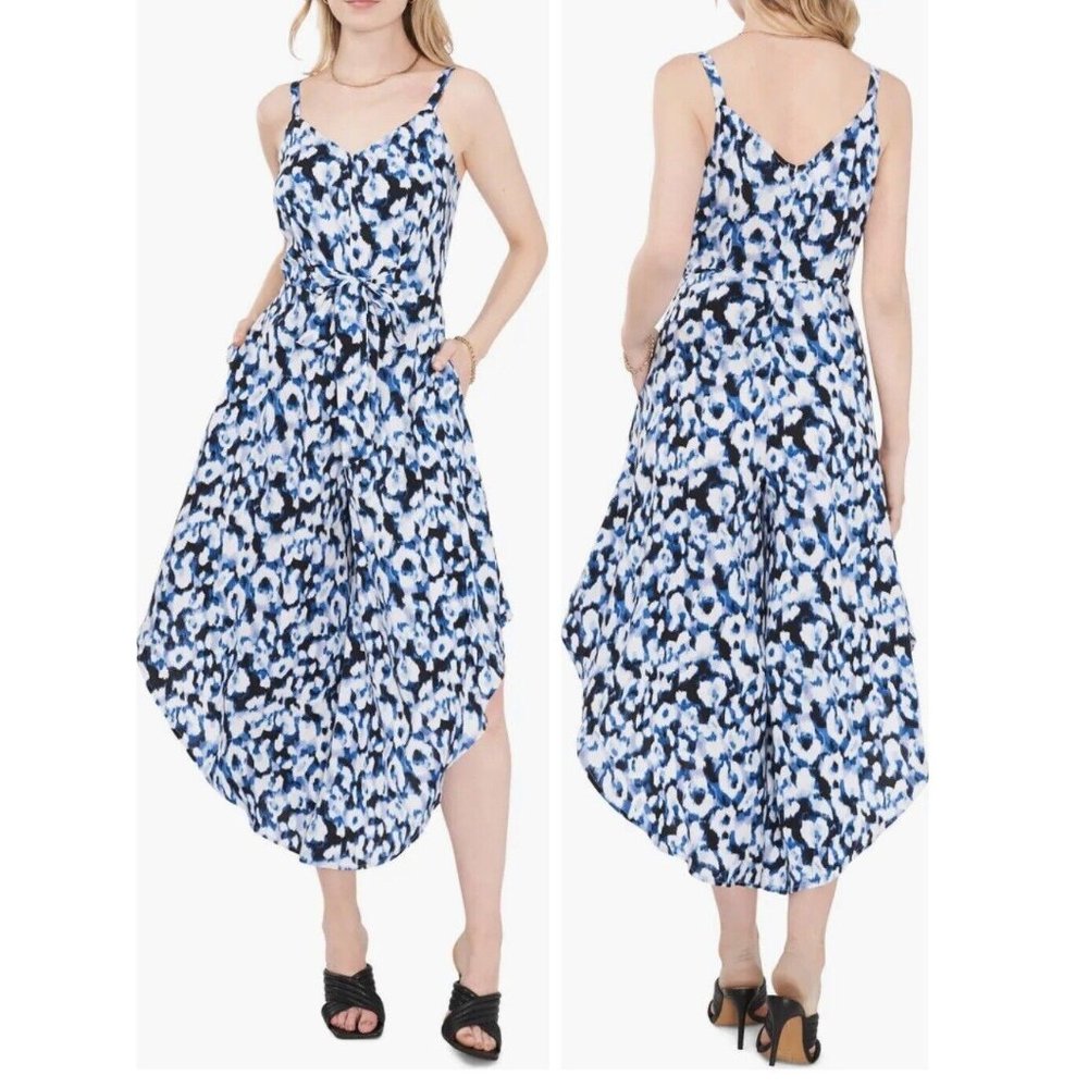 Vince Camuto Women's Watercolor Sleeveless Floral Asymmetric Jumpsuit SIZE XS